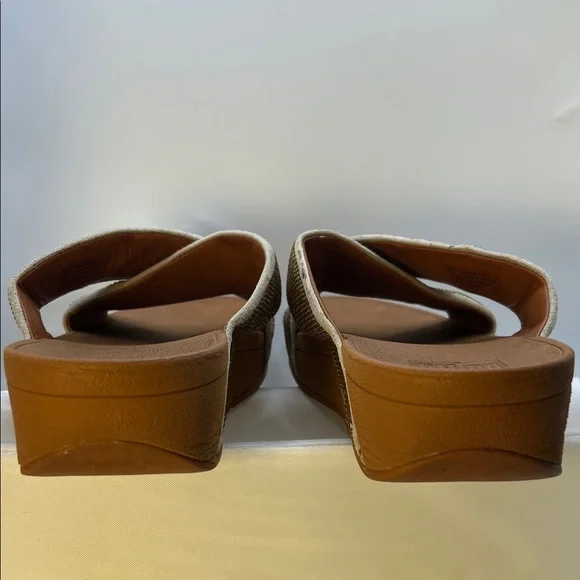 Fitflop Gold Rhinestones Crisscross Sandals-Size 9-Comfy-Slip on-Casual - Picture 6 of 16